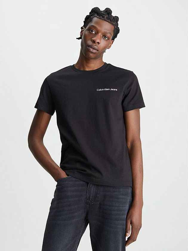 Calvin Klein USA Slim Organic Cotton Logo Mens T-Shirt Black 9231875-UQ